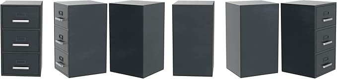 Desktop Mini Filing Cabinet | Business Card Organizer & Storage | Desktop Organizer | 3 Drawers | Gray | 8.75H x 4.5W x 5D inches (Pencil Case Not Included, For Size Reference Only)