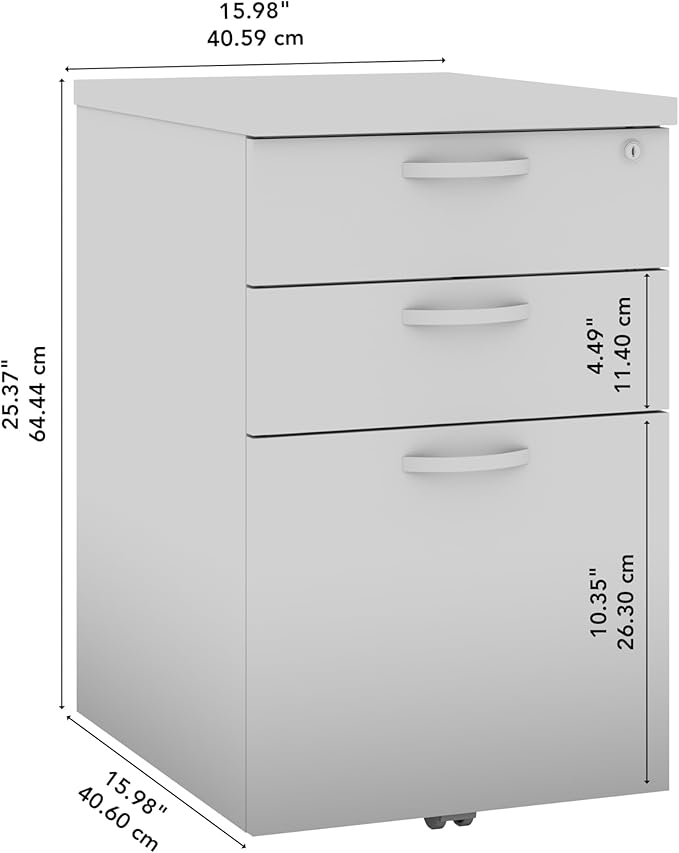 Bush Business Furniture 3 Drawer Rolling File Cabinet, Under Desk Storage, Office in an Hour Collection, Natural Elm