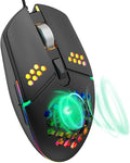 Newly Wired Gaming Mouse with Fan, Cooling Fan Honeycomb PC Mouse RGB Led Gaming Mouse for Laptop, Silent Click & 4 DPI Levels - No Sweaty Palm