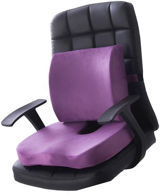 Memory Foam Lumbar Support Cushion Set, Cojin Lumbar Silla Oficina, for Office Dinner Chair, Gardening Sitting Butt Cushion (Cushion and Back Cushion Combination Set)