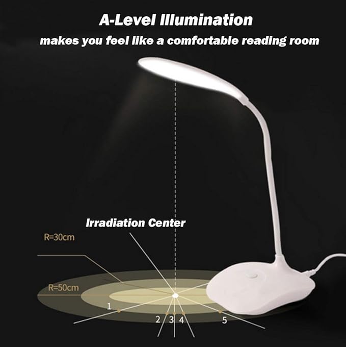 Sosee LED Table Lamp,Portable Eye-Protected Flexible Gooseneck Small Desk Lights for Dorm Study Office Bedroom-USB and 3 AA Batteries Powered (5 Pack)