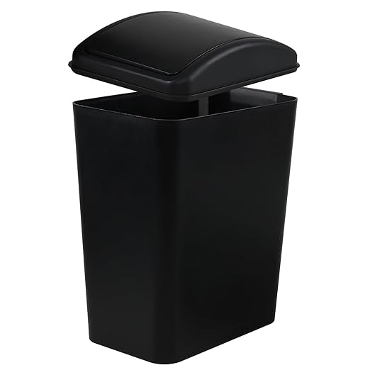 4.2 Gallon Swing Lid Trash Can, Plastic Waste Bin Garbage with Lid, Black