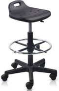 KLASIKA Adjustable Height Drafting Rolling Stool with Foot Rest Breathable Seat Cushion Swivel Chair, Multi-Purpose Work Stools for Nail Salon Office Bar Lab Counter Barber Kitchen Shop Black, 1PK
