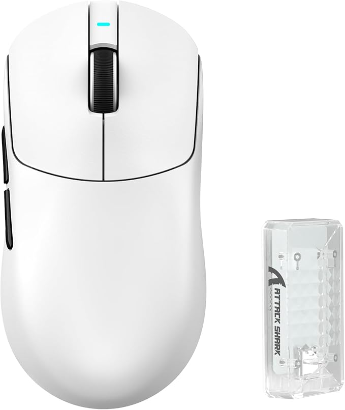 MAMBASNAKE Attack Shark X8 PRO 8K Wireless Gaming Mouse,PAW3395PRO 40K DPI Sensor,Tri-Mode Broadcom BK52820 Chip,Superlight Ergonomic Mouse for Large Hands,Cloud-Based Software,for Win/Mac(White)