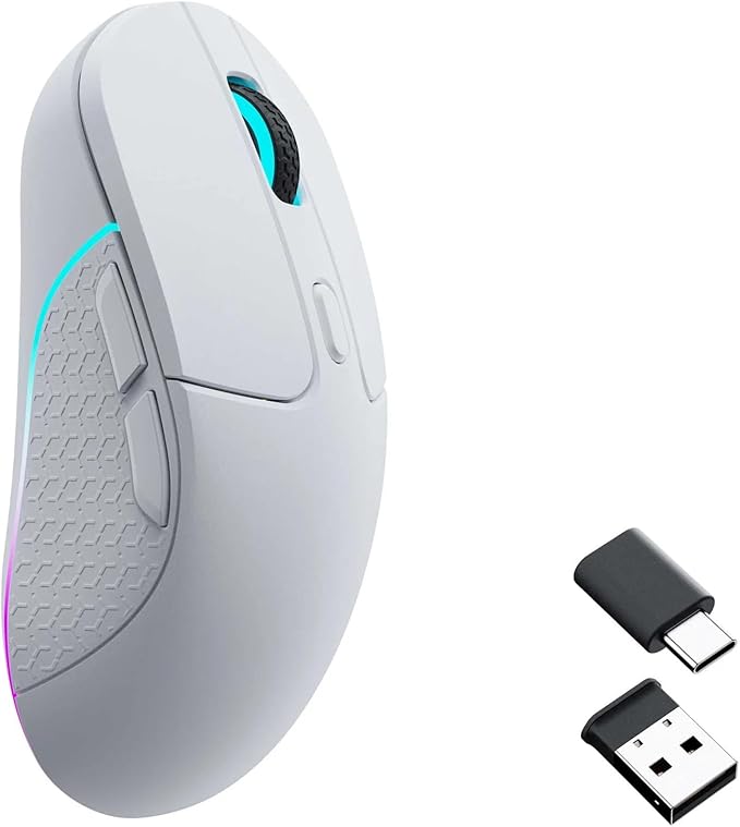 Keychron M3 Wireless Gaming Optical Mouse, Tri-Mode 2.4 GHz/Bluetooth 5.1/Wired, PixArt PAW 3395 sensor, 26000 DPI, LED RGB Backlit,79g Lightweight Programmable Macro Button for Windows PC/Mac - White