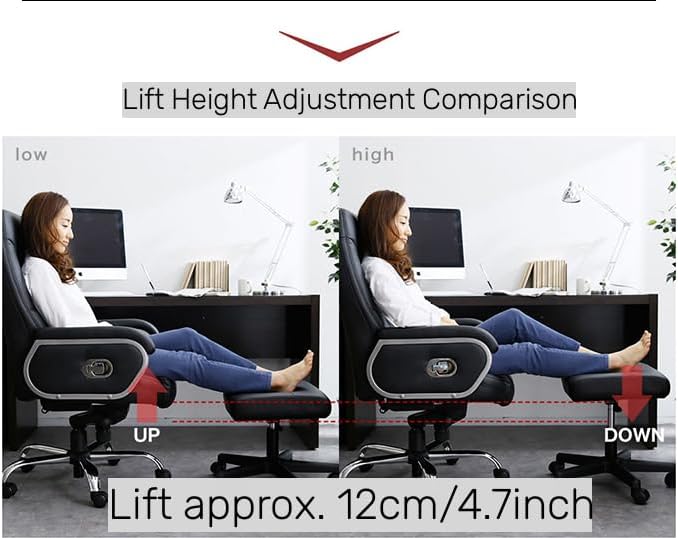 Office Footrest Stool 15.75-20"/40-51cm Height Adjust,Foot Rack Under Table,Ottoman Foot Bench w/Wheel,360° Rolling,Hydraulic Footrest w/Lockable Wheel,for Home Office Desk Foot Rack