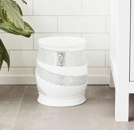 Zahari Home Sinatra Waste Basket Decorative Beautiful Designs Bathroom Bedroom Living Room Decor, White