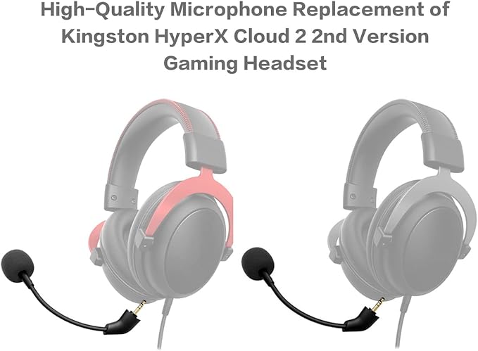 Replacement Game Mic for Kingston HyperX Cloud, Cloud X and Cloud II 2nd Version Gaming Headset on PS4 PS5 Xbox One Nintendo Switch PC, 3.5mm Detachable Boom Microphone