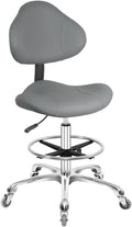 Rolling Swivel Drafting Chair Adjustable Heavy Duty (400lbs) Lumbar Support Task Chair for Home Desk Studio Design Lab(Grey)