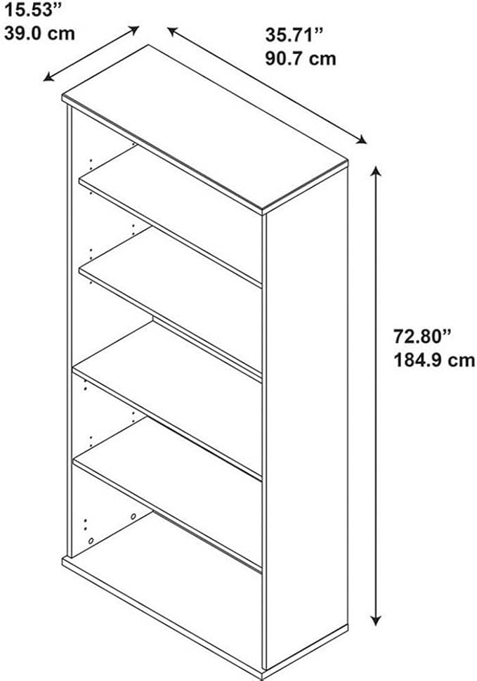 Pemberly Row Set of 2 Wood 5-Shelf Bookcase & L-Shaped Desk with File Cabinet
