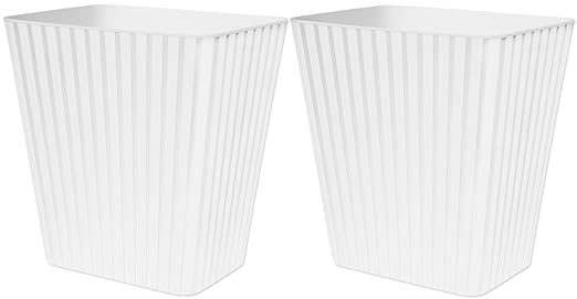 DAJITRE Plastic Small Trash Can, 3.5 Gallon Rectangular Wastebasket for Bathrooms, Laundry Room, Kitchens, Offices, Kids Rooms, Dorms (2, White)