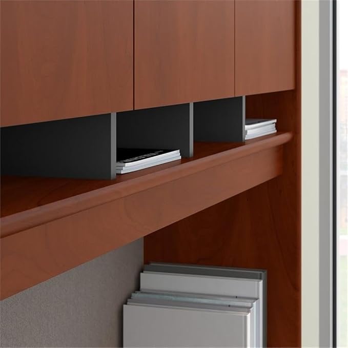 UrbanPro 72" W U-Shaped Desk with Hutch and Storage, Hansen Cherry/Graphite Gray Finish, Engineered Wood, Includes Mobile File Cabinet, Fabric Tack Board, 4-Door Hutch, Office Furniture for Workspace