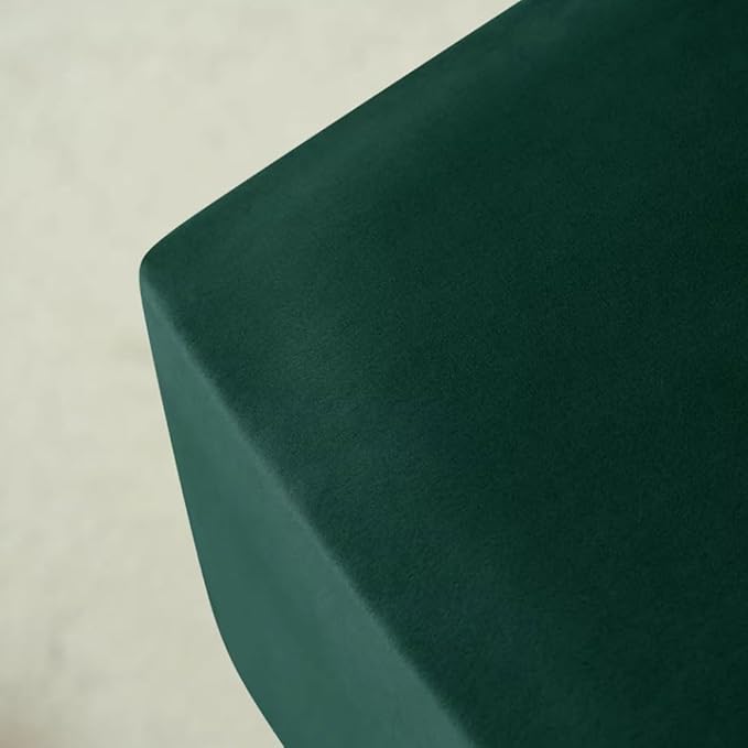 Ottoman Cover Square Velvet Ottoman Covers Protector for Footrest Foot Stool Furniture Stretch Comfortable with Elastic Bottom Large Green