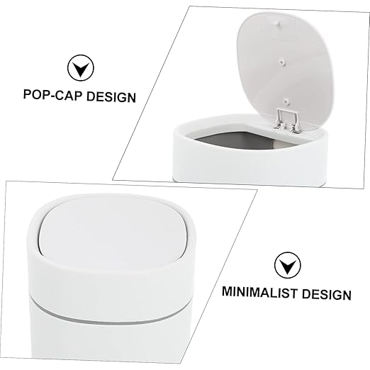 GLEAVI Slim Trash Can Lid Tiny Trash Can for Office Desktop Waste Container Bin