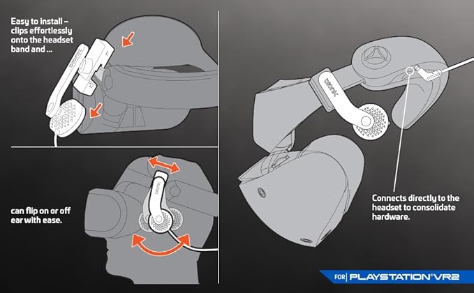 Bionik Mantis Attachable VR Headphones: Compatible with PlayStation VR2, Adjustable Design, Connects Directly to PSVR, Hi-Fi Sound, Sleek Design/PS4/PS5
