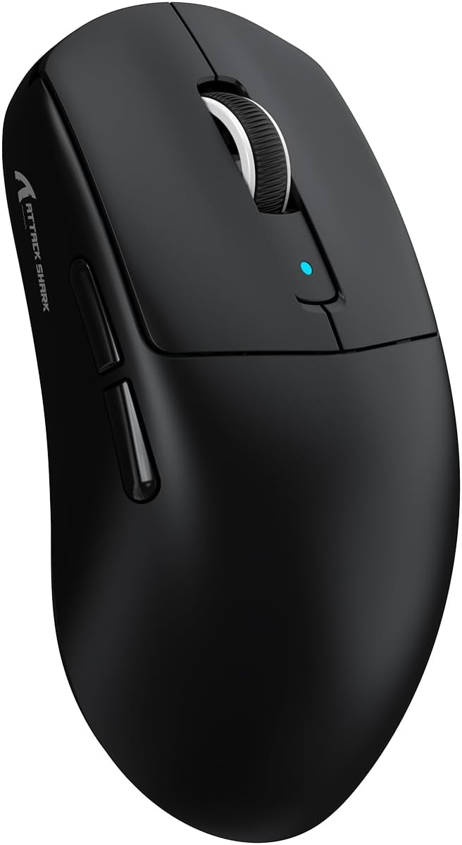 ATTACK SHARK R6 Wireless Gaming Mouse,38G Ultra-Lightweight Trip-Mode 2.4G/USB-C/Bluetooth Mouse Gaming with PAW3950MAX Sensor,42000 DPI,50G Accelerated Speed for PC/Laptop/Mac -Black&Tape