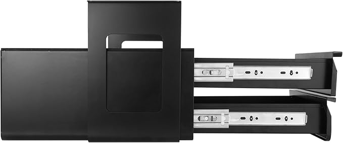 VEVOR Under Desk Double Stacked Lockable Slide Out Drawer, 13 inch Lockable Under Table Pull-out Drawer Attachment for Sit Stand Workstation, Secure Under Desk Storage Organizer, Black