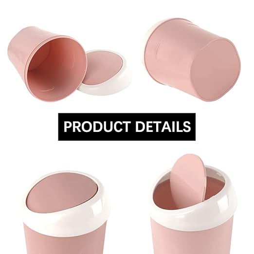 SITAKE 2 Pcs Plastic Mini Wastebasket Trash Can with 120 Trash Bags, Tiny Desktop Waste Garbage Bin with Swing Lid for Home, Office, Kitchen, Vanity Tabletop, Bedroom, Bathroom (Blue + Pink)