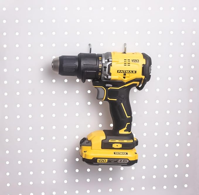 KINOMI 4 Heavy Duty Pegboard Drill Holder Power Tool Holder Pegboard Hooks with scratchproof Coating for Drills, Other Power Tools, Handheld Tools etc in Garages, Tool Sheds