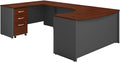 Bush Business Furniture Series C 60W Left Handed Bow Front U Shaped Desk with Mobile File Cabinet in Hansen Cherry