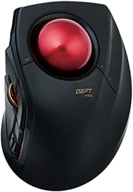 ELECOM DEFT PRO Trackball Mouse, Wired, Wireless, Bluetooth, Finger Control, Ergonomic Design, 8-Button Function, Optical Gaming Sensor, Smooth Red Ball, Windows11, MacOS(M-DPT1MRBK)