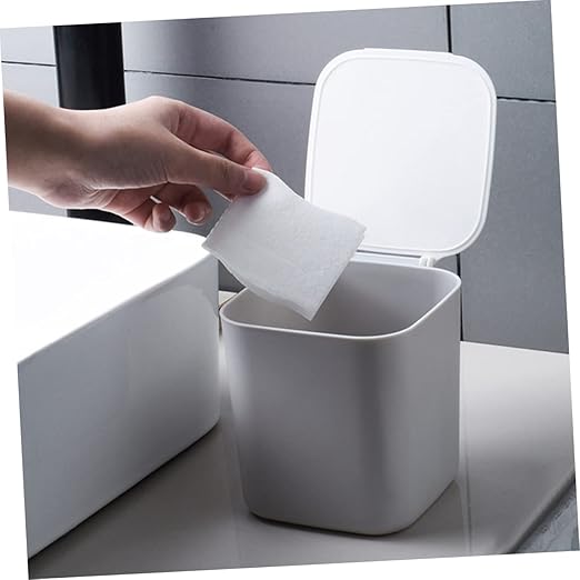 2pcs Mini Desktop Trash Bins Slim Garbage Cans Lids Office Waste Containers Trash Can Lids Car Bin