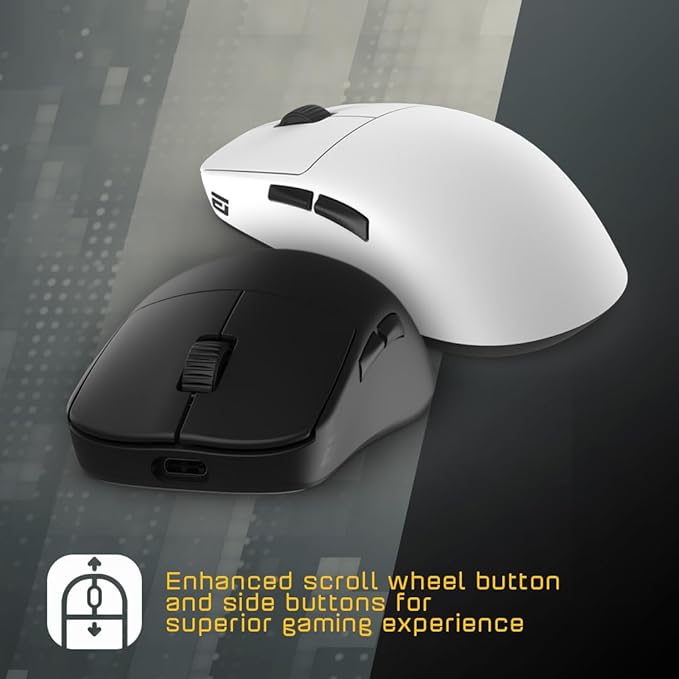 ENDGAME GEAR OP1we Wireless Gaming Mouse, CompX CX52850 Microcontroller, Pixart PAW3370 Optical Sensor, Mod-Friendly, Hybrid Skate Design, Claw Grip, 2.1 oz, Black