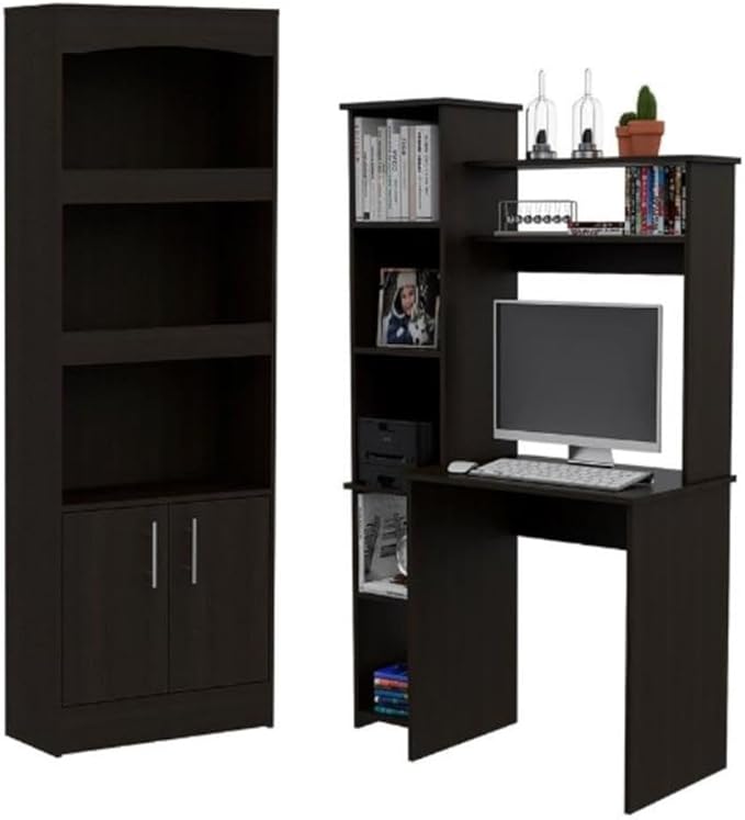 Home Square 2-Piece Set with Cabinet Bookcase and Home Office Desk