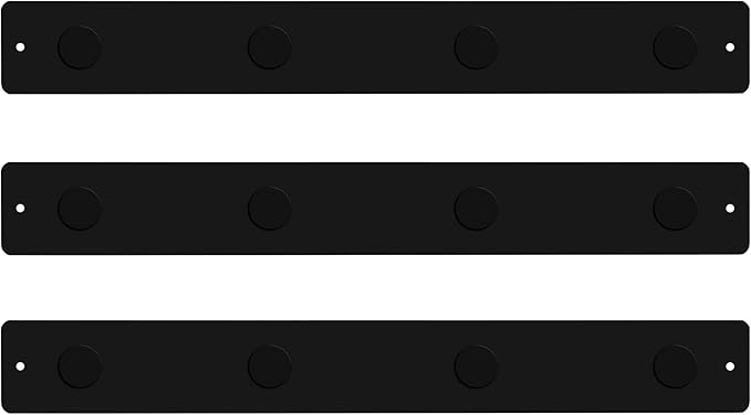 Three by Three Magnetic Strip Bulletin Board Long Wide – 24" x 3" Metal Organizer with Strong Magnets & Wall-Mounting Hardware for Home, Office, or Dorm (3 Pack) Matte Black