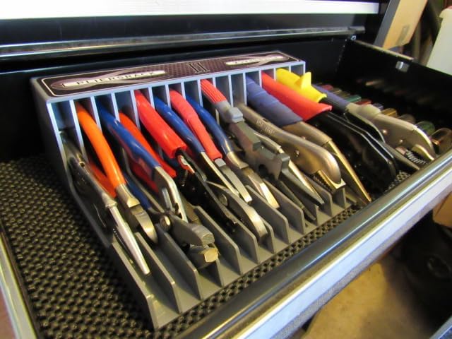 Pliersrack PLR15 Plier Organizer - Sturdy Plastic 15 Pliers Holder For Tool Box or Pegboad Organization, Plier Rack Tool Organizers For Toolboxes And Storage