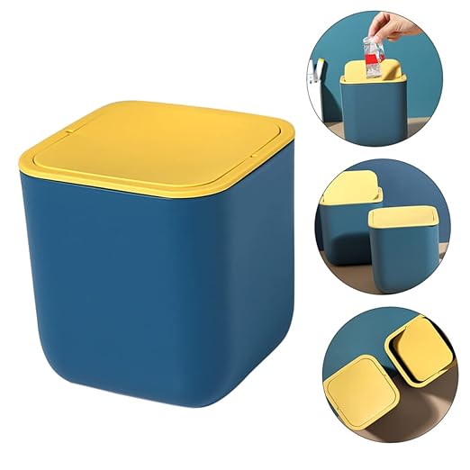 Holibanna Slim Garbage Bin Mini Trash Can Lid Desktop Waste Paper Can Plastic Ash-bin for Spaces Office Kitchen