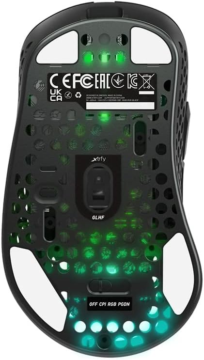 Xtrfy M4 Wireless, Wireless Ultra-Light Gaming Mouse, Optimised for E-Sports, 2.4 GHz, RF RGB Lighting, Adaptable Ergonomic Right-Handed Mouse, Rechargeable, Black