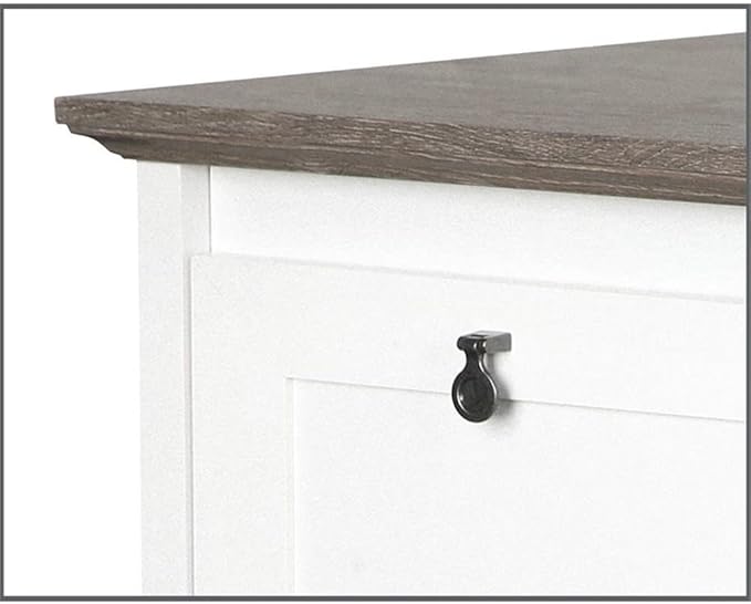 Pemberly Row Set of 2 L-Shaped Writing Desk & Lateral File Cabinet in White/Gray