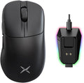 DELUX M500PRO Lightweight Wireless Gaming Mouse, 58.5g Lightweight, PAW3395 Sensor, 8000Hz Polling Rate, Huano Switches, Magnetic Charging Dock, RGB, Tri-Mode, 26000 DPI for PC Laptop Gamers (Black)