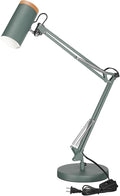 TORCHSTAR Tall Swing Arm Desk Lamp with Wooden Accent, Adjustable Large Size Max Height 31", E26 Base Metal Task Lamp, Office Desktop Lamp with On/Off Switch, for Reading, Study, Workbench, Green