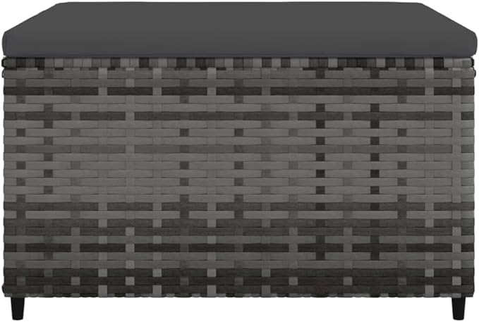 vidaXL Outdoor Patio Footrest with Cushion - Elegant Contemporary Design - Poly Rattan Weather- Material - Powder-Coated Steel Frame - Modular Design for Customizable Lounge Set
