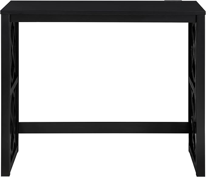 Lexicon Space-Saving Home Office Wood Desk Set, Modern Makeup Vanity Desk with Padded Vanity Stool, USB Charging Port, Nesting Table, Rolling Small Computer Table for Writing/Study/Bedroom, Black