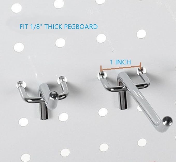 25 PCS 4 Inch Pegboard Hooks Kit - Garage Tool Storage Organizer for Wall Hanging & Shelving, Upgraded Fits Standard 3/16 Inch Pegboards and 1/8 Inch Metal Pegboards