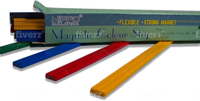 8 Inch Color Magnetic Bar/Strip for Whiteboard, Fridge - Box of 12 Pieces