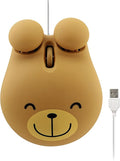 Sokelinn-six Wired Cute Mouse, USB Wired Mause for Kids with Lovely Cartoon Shaped, 1600PDI 3 Buttons Ergonomic Mini Mice for PC Laptop Desktop (Brown Bear)
