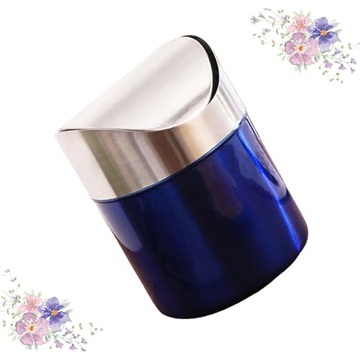 Happyyami Style Trash Can Desktop Waste Basket Stainless Steel Material Rustproof for Kitchen Bathroom