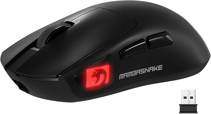 ATTACK SHARK × MAMBASNAKE M4 Wireless Gaming Mouse, 24000 Adjustable DPI PAW3311 Optical Sensor, Programmed Buttons, 52g Lightweight Ergonomic Computer Mice 2.4G/BT/USB-C for PC/Mac-Black