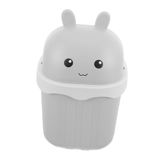 Happyyami Space-Saving Slim Desktop Trash Can Small Bin Lid Mini Trash Can for Desk Lidded Waste Basket