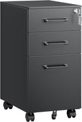Letaya 3 Drawer Mobile File Cabinet with Lock,Under Desk Metal Filing Cabinets for Home Office Organizer,Small Rolling Printer Stand with Wheels,for Letters/Legal/A4(Assembly Required) (Black)