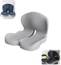 Back and Seat Cushion, Ergonomic Memory Foam Seat Cushion Lumbar Support Pillow for Office Chair, Car,Wheelchair,Home,Office (Light Gray)