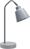 Simple Designs LD1077-GRY 16" Sleek Essentials Adjustable Metal Desk Task Lamp, for Office, Desk, Nightstand, Dorm, Gray