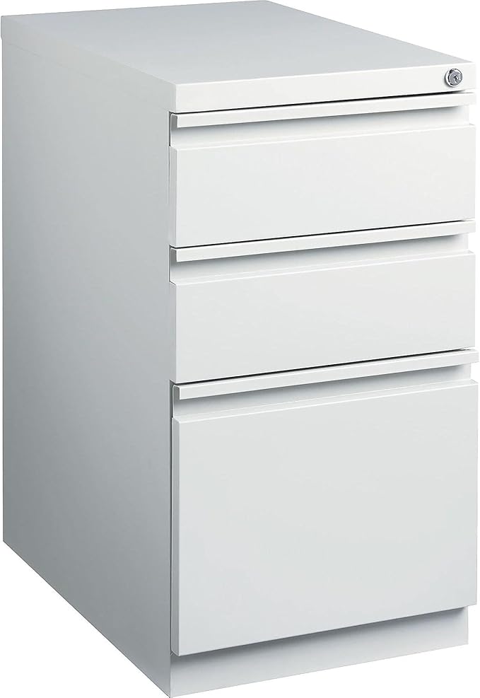 STAPLES 3-Drawer Vertical File Cabinet, Letter Size Documents, Lockable & Mobile, 23" D x 15" W x 27.75" H, Light Gray