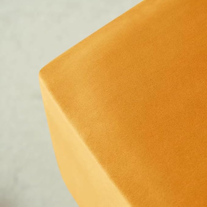Ottoman Cover Square Velvet Ottoman Covers Protector for Footrest Foot Stool Furniture Stretch Comfortable with Elastic Bottom Medium Yellow