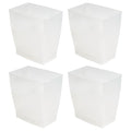 iDesign Small Plastic Bathroom Trash Can, Slim Rectangle Garbage Bin for Bedroom, Office, Dorm, 4-Pack, Frost
