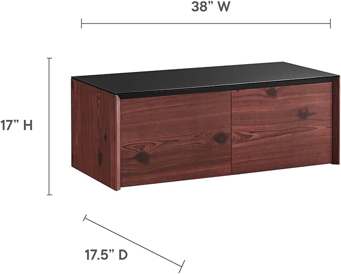 Modway EEI-6311-BLK-CHE Kinetic 38" Wall-Mount Office Desk with Cabinet and Shelf, Black Cherry